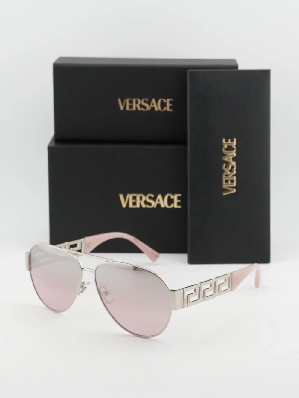 Versace VE2289 10017E Aviator Sunglasses – Silver / Pink Mirror
